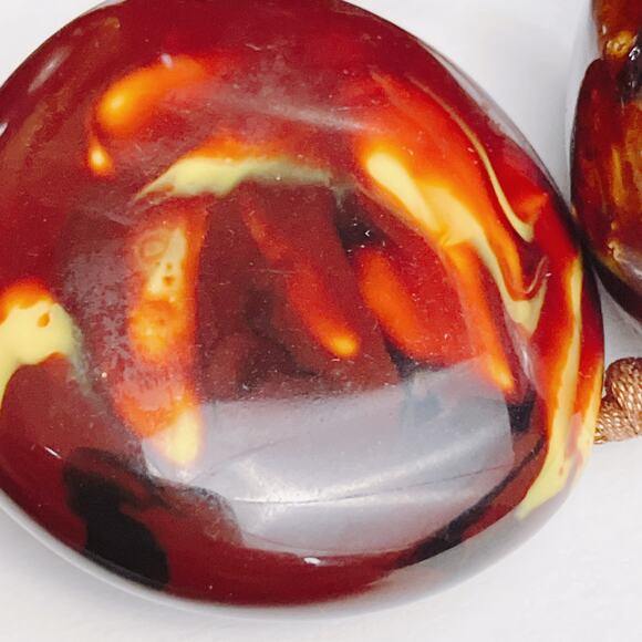 Vintage Italian Glazed Ceramic Chunky Beaded Necklace Brown Boho 1990s Statement - Picture 5 of 15